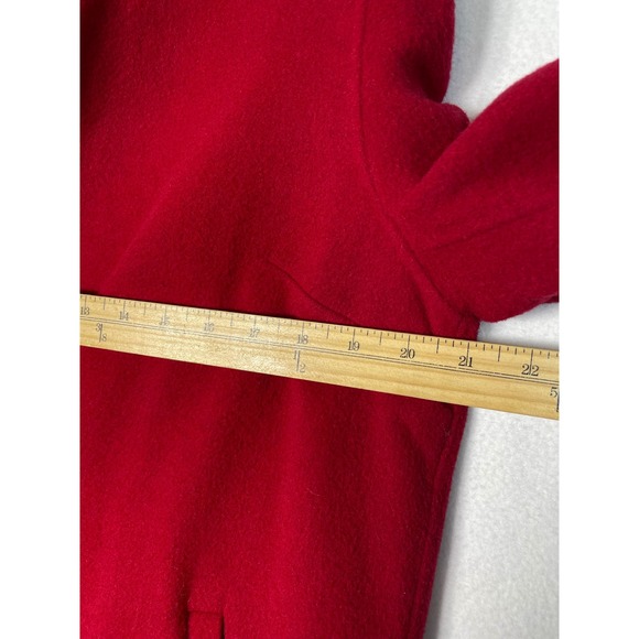 Talbots Women‎ Red Wool Blend Cashmere Coat Black Trim Italian Fabric Size 12 - Picture 8 of 10